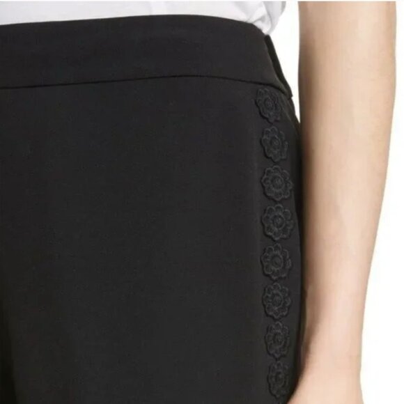 Kate Spade Black Cigarette Dress Pants Floral Detail Lace Trim Women’s Sz 10 NWT - Picture 3 of 10